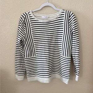 Talbots Navy and White Striped Top